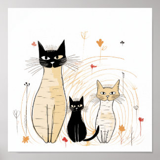 Poster Família Três Gatos
