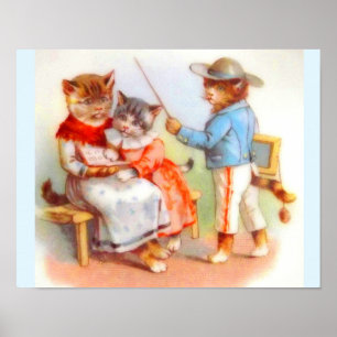 Póster Família Vitoriana de gatinhos vestidos