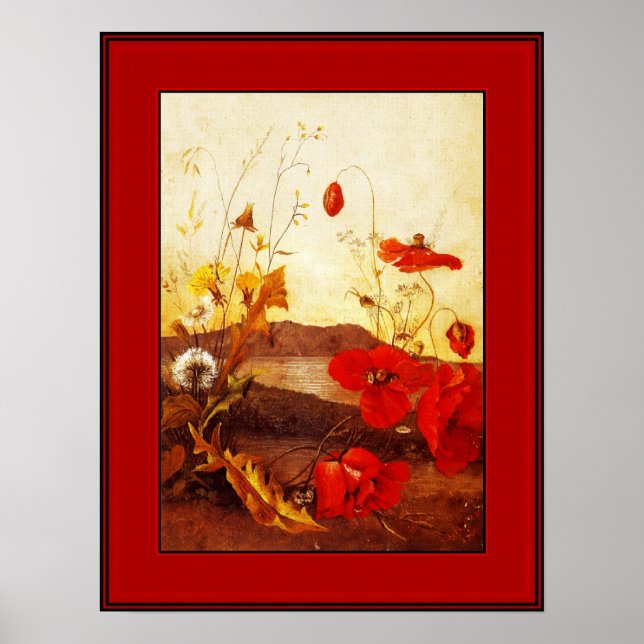 Poster Familiar de Artistas 'Poppies' óleo na canv (Frente)