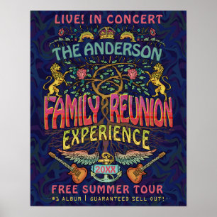 Poster Family Reunion Band Retro 70s Concert Welcome Name