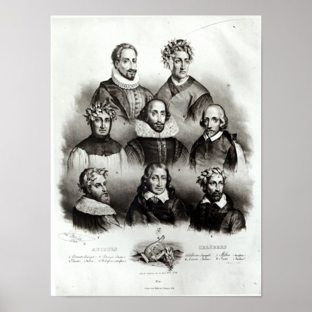 Poster Famous Authors, 1833 (Frente)
