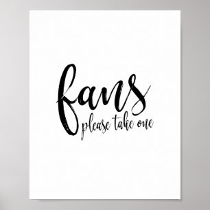 Póster Fans Black and White 8x10 Sign for Outdoor Wedding