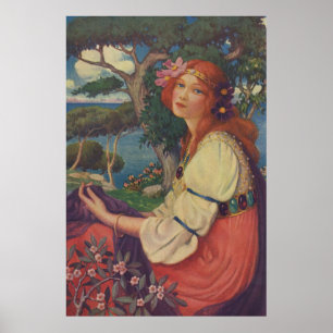 Póster Fantasia, 1908, menina aciganada colorida