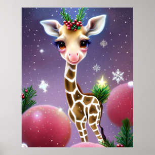 Poster Fantasia Adorável, Baby Giraffe com Holly