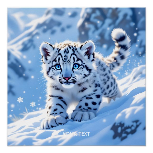 Póster Fantasia Bebe Leopardo de Neve Fofo (Frente)