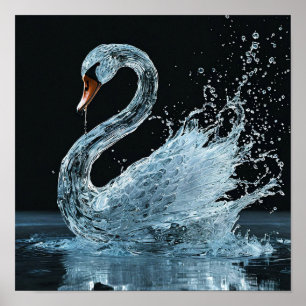 Poster 💧 Fantasia Cisne de Água Fluido Místico Elegância