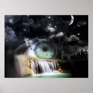 Poster Fantasia da cascata do Olho Surreal