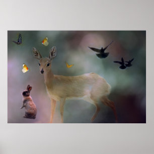 Póster Fantasia da floresta de bebês
