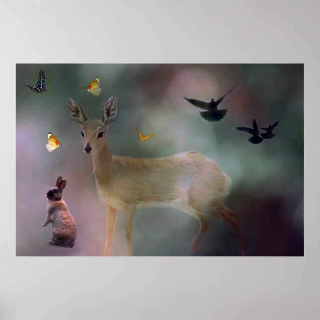 Póster Fantasia da floresta de bebês (Frente)