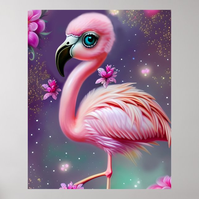Poster Fantasia de bebê flamingo fofo Kawaii (Frente)