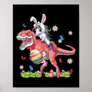 Poster Fantasia de Coelho T-Rex Montando Unicórnio do Dia