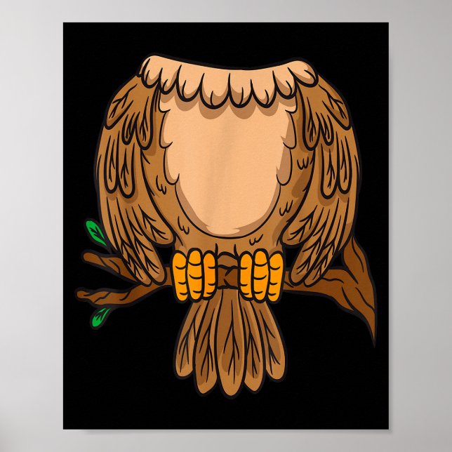 Poster Fantasia de Coruja Sem Cabeça Engraçada para Noite (Frente)