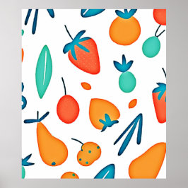 Poster Fantasia de Frutas: Padrão Divertido