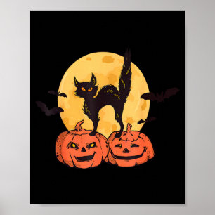 Poster Fantasia de Gato Preto Abóbora Lua Halloween Amant