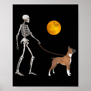 Poster Fantasia de Halloween de Cão Esqueleto Boxer