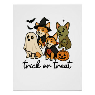 Póster fantasia de Halloween de Corgi