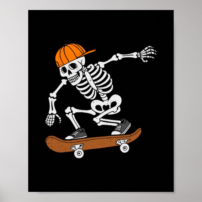 Poster Fantasia de Halloween de skate Skeleton andando de (Frente)