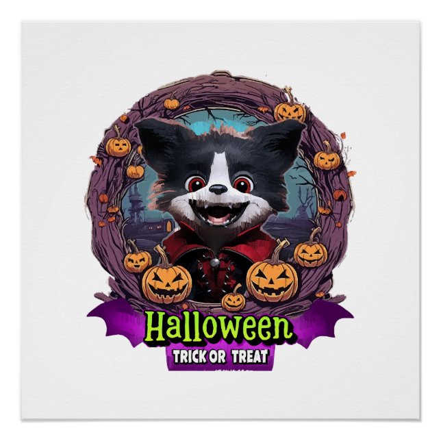 Póster Fantasia de Halloween para Cachorro (Frente)