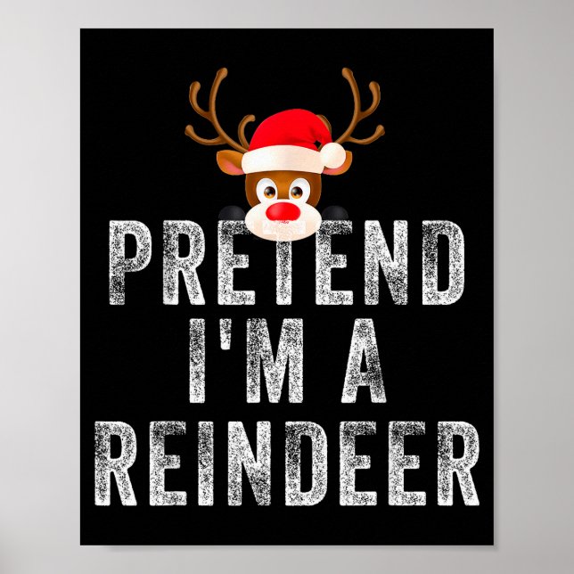 Poster Fantasia de Natal de Renas Engraçadas Finja que So (Frente)
