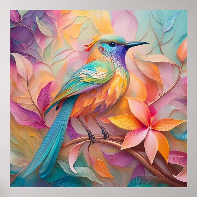 Poster Fantasia de Pássaro com Garganta Violeta (Frente)