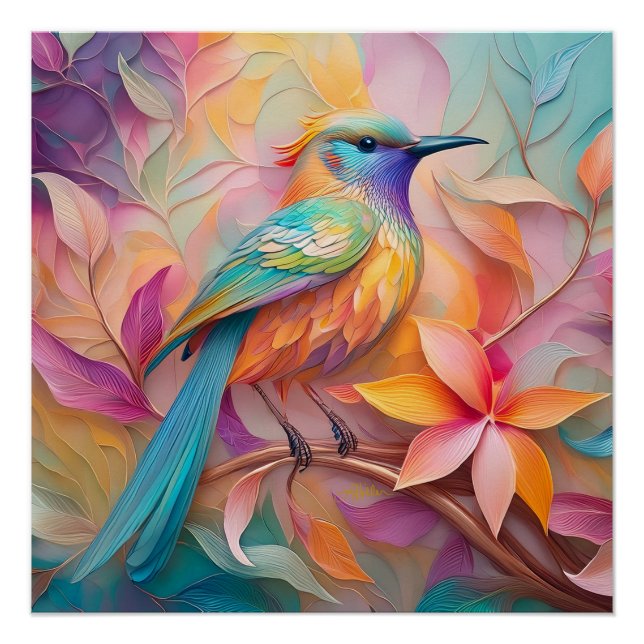 Póster Fantasia de Pássaro com Garganta Violeta (Frente)