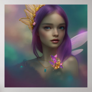 Poster Fantasia dos sonhos Menina Fada Doce pôster roxo r