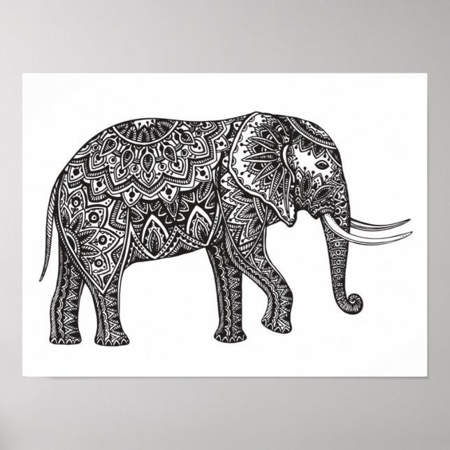Poster Fantasia Estilizada, Elephant Doodle 2 (Frente)