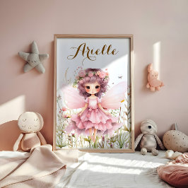 Poster Fantasia Fada flor silvestre pastel 