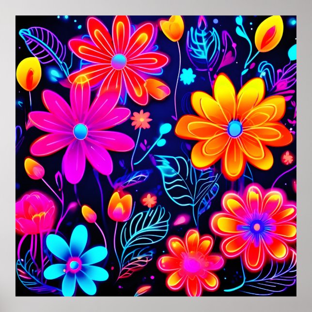 Poster Fantasia Floral Neon (Frente)