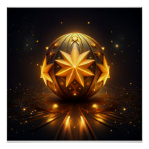 Fantasia Fractal Esfera Bronze Estrelas Douradas