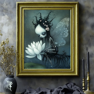 Poster Fantasia Gótica Escuro Esqueleto Fada Arte de Hall