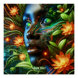 Póster Fantasia Menina Laranja Verde Fofa