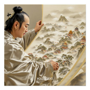 Póster Fantasia Paisagem Pintor Japonês Fofo