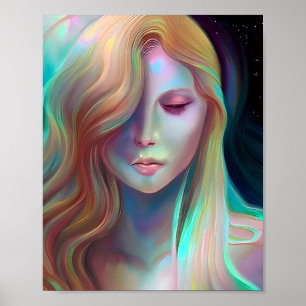 Poster Fantasia Pearlescente Ai Arte Bonito Mulher Étea