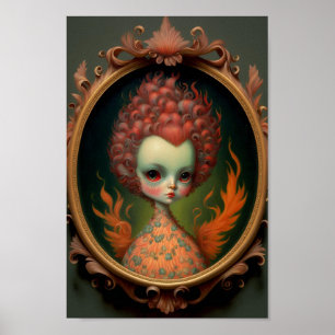 Poster Fantasia Pequena Flaming Firebird Phoenix Girl