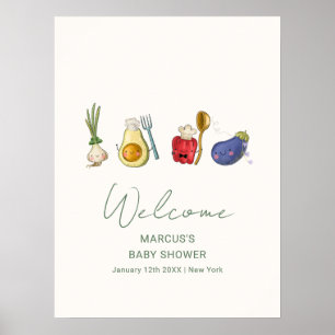 Poster Fantasia Pequeno Chef Legume Baby Shower Bem-vindo