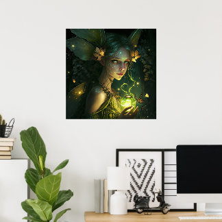 Poster Fantasia Princesa Fada Floresta Verde Bonita
