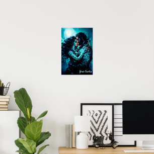 Poster Fantasia Romântica de Amantes sob a Lua Mística
