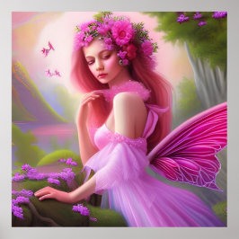Poster Fantasia Rosa Flor Fada Princesa Arte Grande