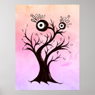 Poster Fantasia Rosa-Rosa-Arte-de-Árvore Louca