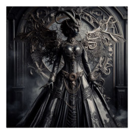 Póster Fantasia Steampunk Escuridão Demônio Moda