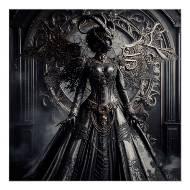 Póster Fantasia Steampunk Escuridão Demônio Moda (Frente)