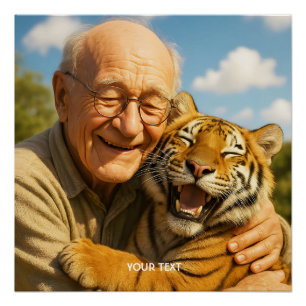Póster Fantasia Tigre Bonito Velho Homem