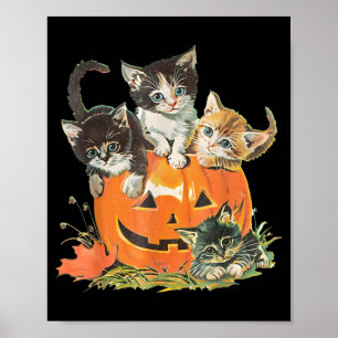 Poster Fantasias de Gatinho Preto de Halloween Vintage