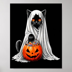 Poster Fantasias de Gato Preto Fantasma de Halloween Abób