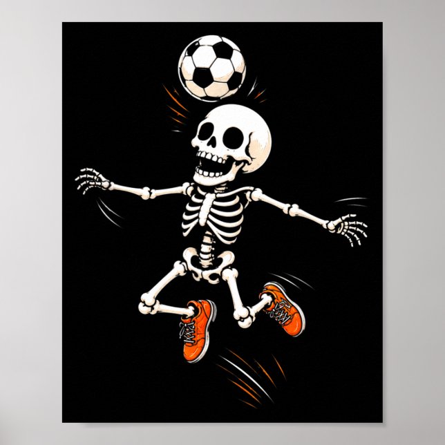 Poster Fantasias de Halloween de bola de futebol esquelet (Frente)