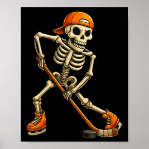Poster Fantasias de Halloween de Esqueleto de Hóquei no G