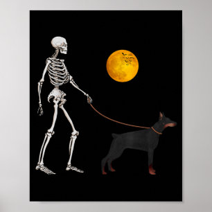 Poster Fantasias de Halloween do Cão Esqueleto Doberman