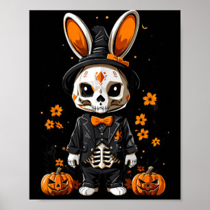 Poster Fantasioso Coelho Esqueleto Fantasia de Halloween