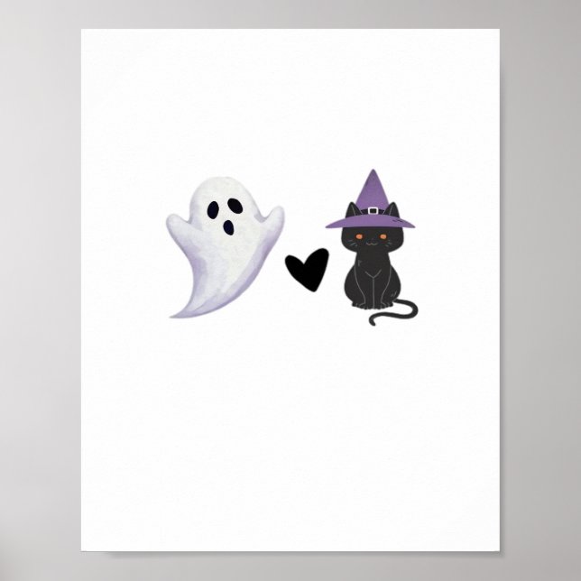 Poster Fantasma Adorável do Halloween Duo Amigável e Ca P (Frente)